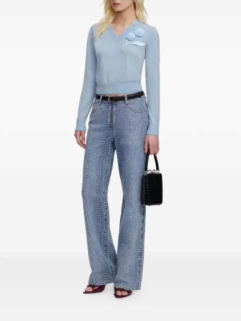 Self-Portrait rose v-neck jumper - Blue - zdjęcie produktu nr 2