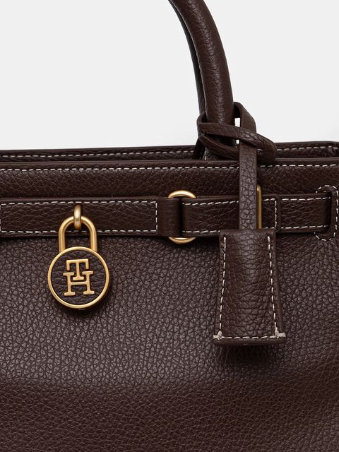 Tommy Hilfiger torebka skórzana kolor brązowy AW0AW17926