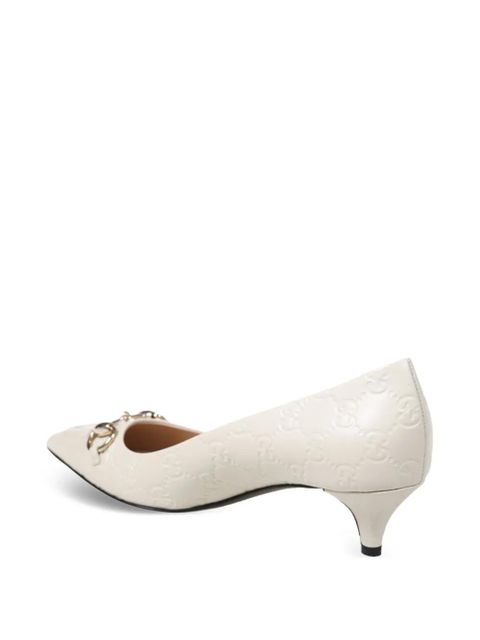 Gucci logo-embossed horsebit-detail pumps - Neutrals