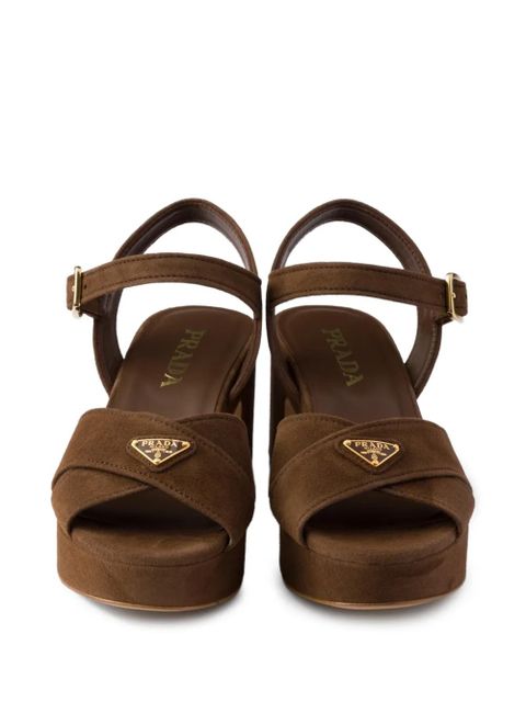 Prada criss-cross platform sandals - Brown