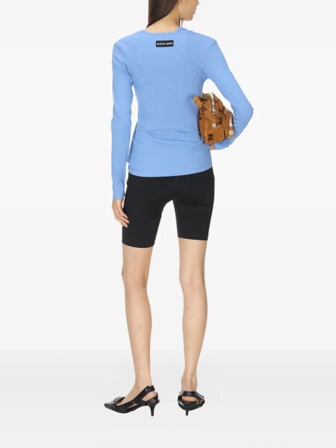 Marine Serre moon-logo round-neck top - Blue