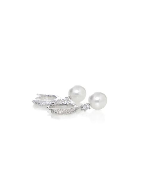 Self-Portrait crystal-embellished faux-pearl earrings - Silver