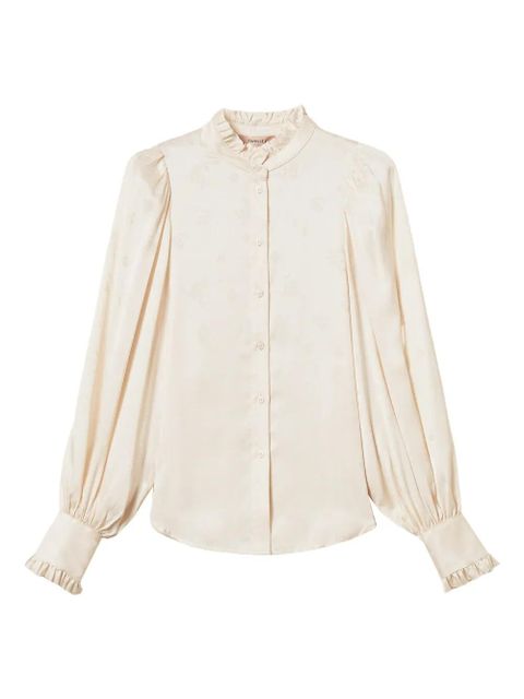 TWINSET jacquard-satin ruffled shirt - Neutrals - zdjęcie produktu nr 1