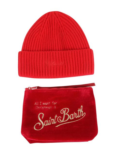 MC2 Saint Barth ribbed velvet beanie pouch (set of two) - Red