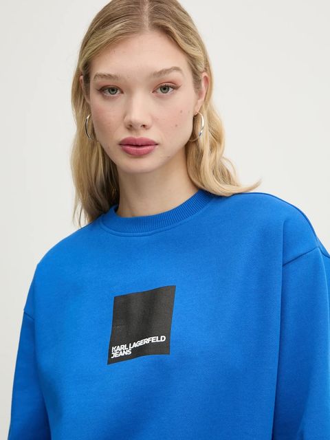 Karl Lagerfeld Jeans bluza bawełniana damska kolor niebieski z nadrukiem A1W20006 - zdjęcie produktu nr 2