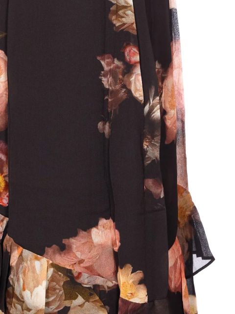 ZIMMERMANN floral-print ruffled skirt - Black