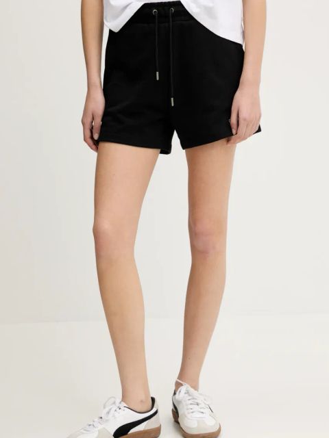 Guess Jeans szorty bawełniane damskie kolor czarny gładkie high waist W5GD0O K68I4