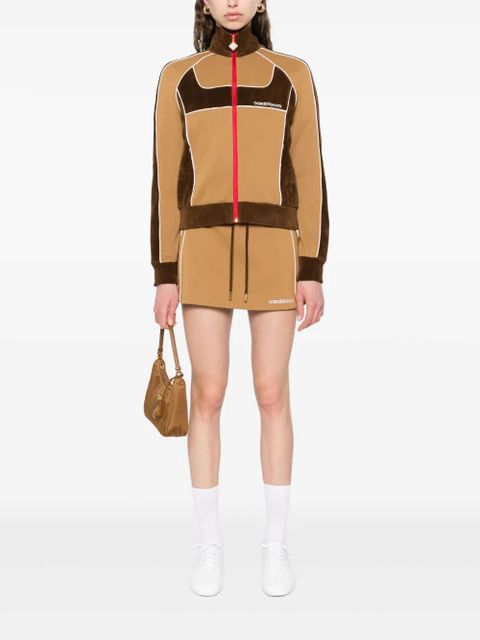 Casablanca chenille panelled mini skirt - Brown