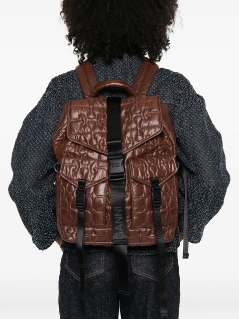 GANNI quilted backpack - Brown - zdjęcie produktu nr 2
