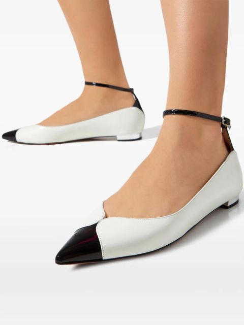 Aquazzura pointed ankle-strap ballet flats - White