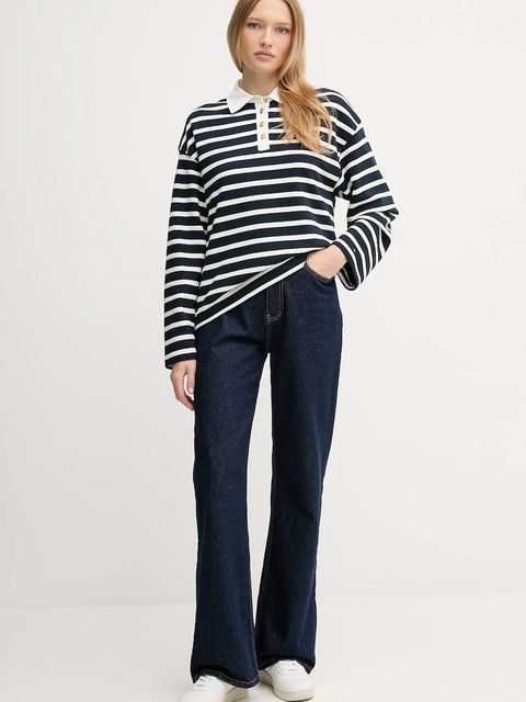 Tommy Hilfiger bluza bawełniana damska kolor granatowy wzorzysta WW0WW47457