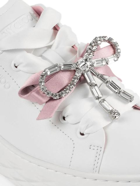 Jimmy Choo Diamond Light Maxi F crystal-bow sneakers - White