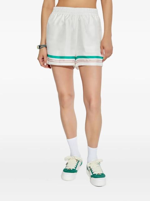 Casablanca silk striped shorts - White - zdjęcie produktu nr 1