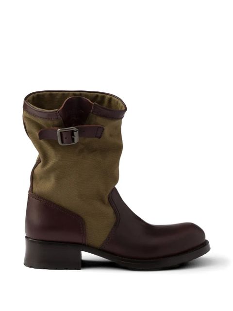 Prada leather and canvas boots - Brown - zdjęcie produktu nr 1