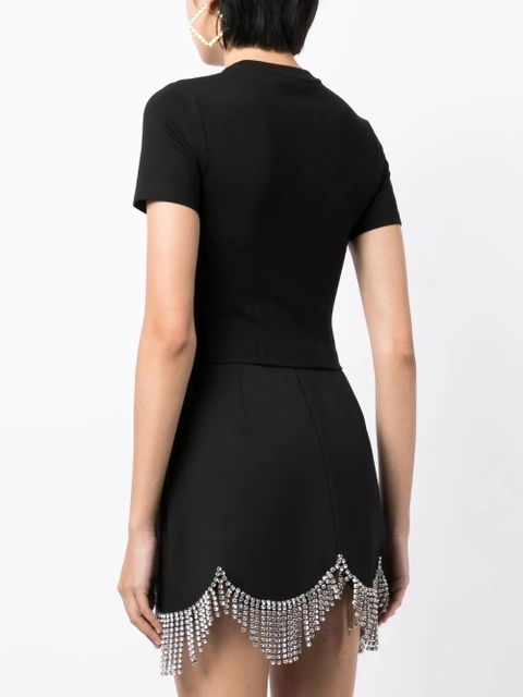 AREA bustier-style crystal-embellished T-shirt - Black