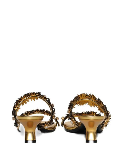 LOEWE 45mm Petal flower-embellished kitten-heel sandals - Gold