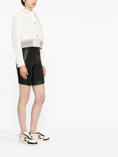 LOEWE logo-print leather shorts - Black
