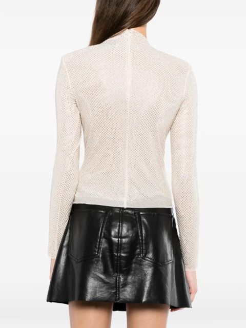 Self-Portrait rhinestone embellished top - Neutrals