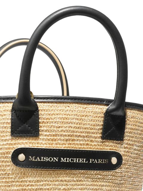 Maison Michel Brittany straw leather-trimmed tote bag - Neutrals