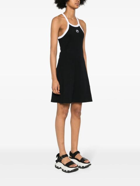 Marine Serre Crescent Moon-embroidered mini dress - Black