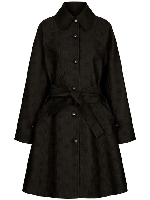Dolce & Gabbana DG-logo jacquard belted coat - Black - zdjęcie produktu nr 1