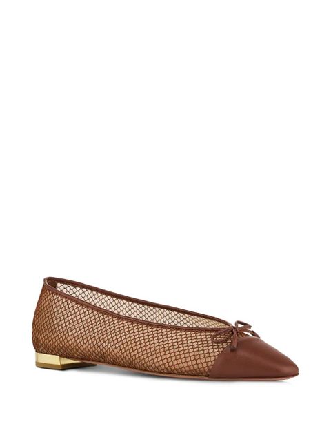 Aquazzura Gioia mesh-panelled bow flats - Brown - zdjęcie produktu nr 2