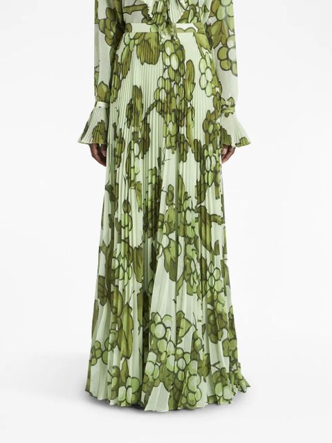 ETRO Berry-print pleated maxi skirt - Green