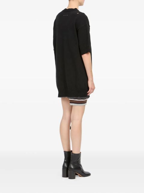 MM6 Maison Margiela distressed knitted mini dress - Black