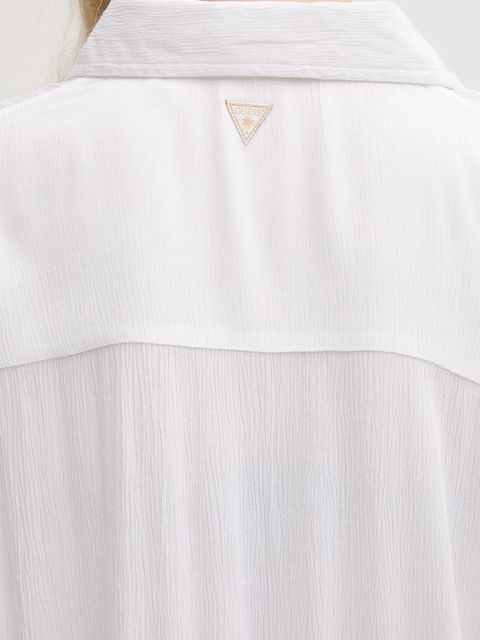 Guess koszula NOEMI damska kolor biały relaxed z kołnierzykiem klasycznym E5GH03 WH5E0