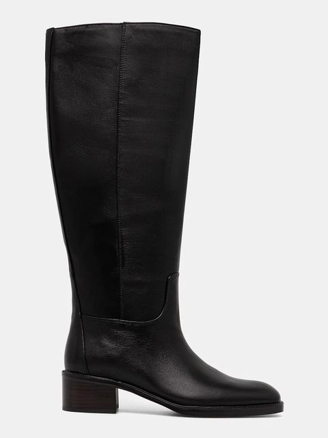 Jeffrey Campbell kozaki skórzane LADA kolor czarny na płaskim obcasie U321-N01-007