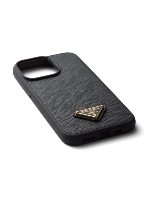 Prada triangle-logo iPhone 15 Pro Max case - Black za 1 353,00 zł
