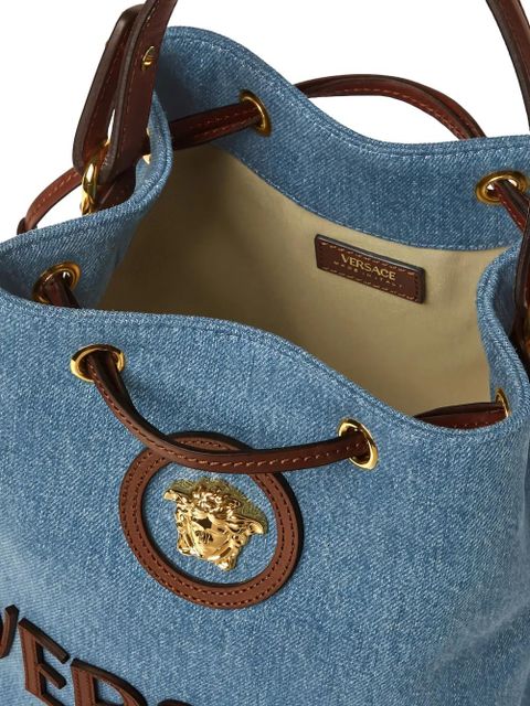 Versace La Medusa logo-plaque drawstring-fasteningtote bag - Blue