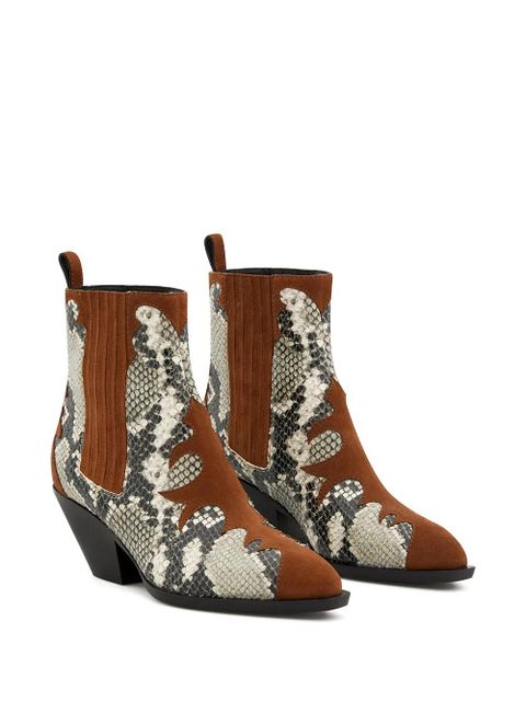Giuseppe Zanotti snakeskin-effect 55mm ankle boots - Brown - zdjęcie produktu nr 2