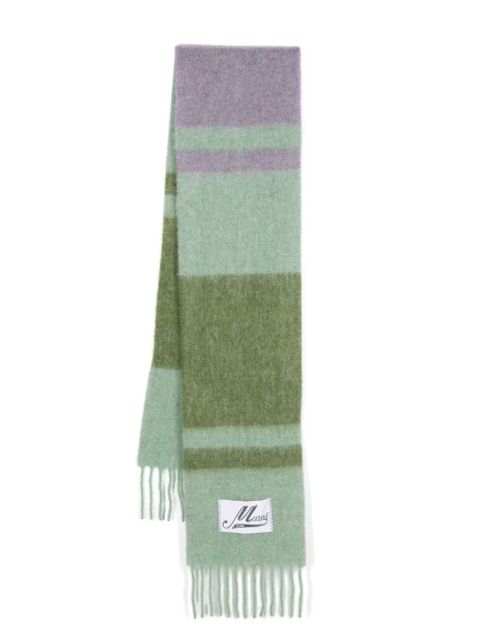 Marni fringed brushed-knit scarf - Green - zdjęcie produktu nr 1