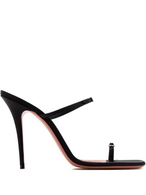 Amina Muaddi crystal-buckle satin sandals - Black - zdjęcie produktu nr 1