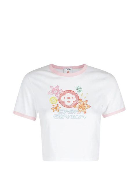 Casablanca printed cropped T-shirt - White - zdjęcie produktu nr 1