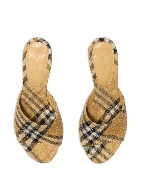Burberry Sloane rhinestone-check heeled sandals - Neutrals - zdjęcie produktu nr 1
