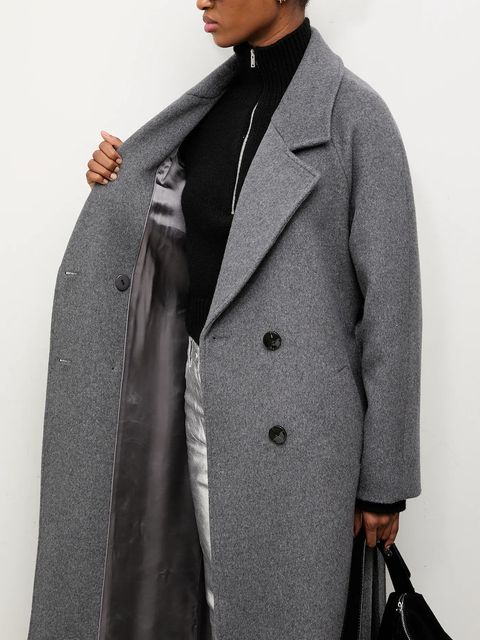 Answear Lab płaszcz wełniany kolor szary przejściowy dwurzędowy