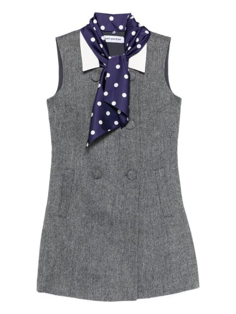 Self-Portrait herringbone-design mini dress - Grey - zdjęcie produktu nr 1