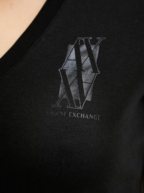 Armani Exchange t-shirt bawełniany damski kolor czarny XW000553 AF12064