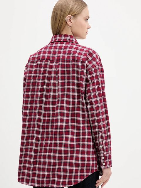 Guess Jeans koszula bawełniana damska kolor bordowy relaxed z kołnierzykiem klasycznym W5BH40 WGMH1 - zdjęcie produktu nr 2