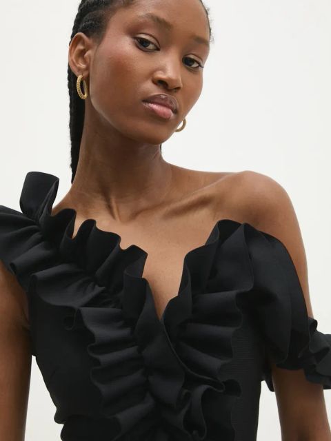 Answear.LAB sukienka kolor czarny maxi dopasowana