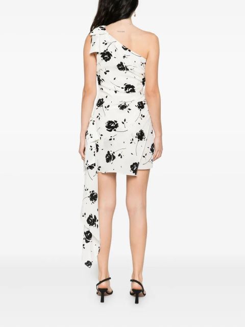 Alessandra Rich floral-print one-shoulder dress - White