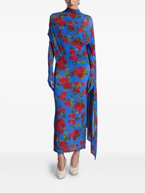 Magda Butrym floral-print draped dress - Blue