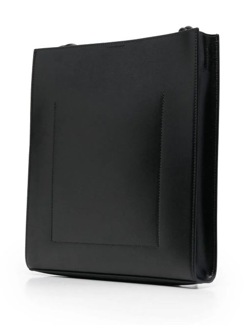 Jil Sander logo-print leather shoulder bag - Black