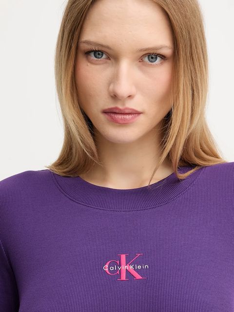 Calvin Klein Jeans longsleeve kolor fioletowy LV047A803G