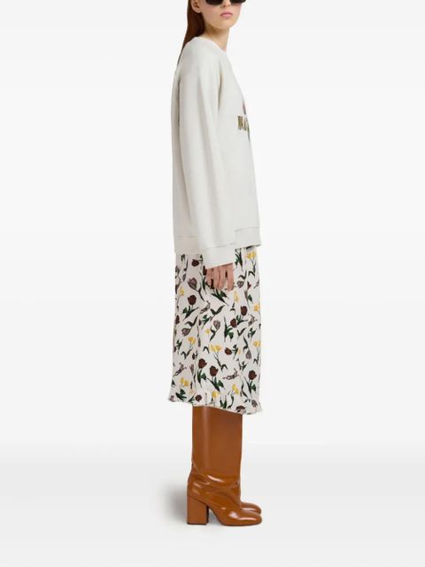 Marni floral-print midi skirt - White