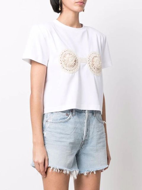 Magda Butrym crochet-detailed cotton T-shirt - White
