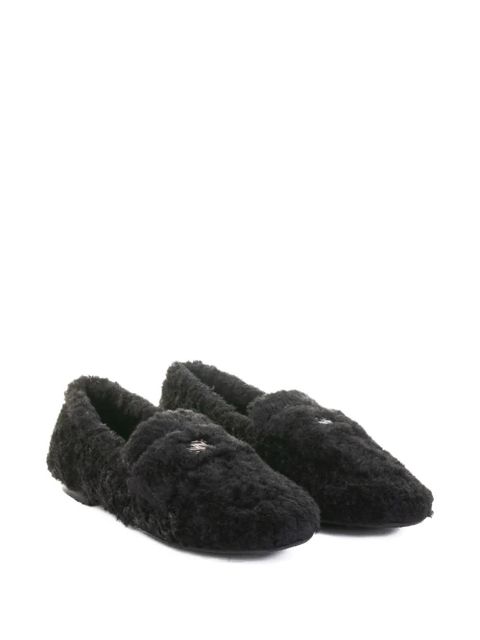 Casadei shearling slip-on loafers - 000 BLACK