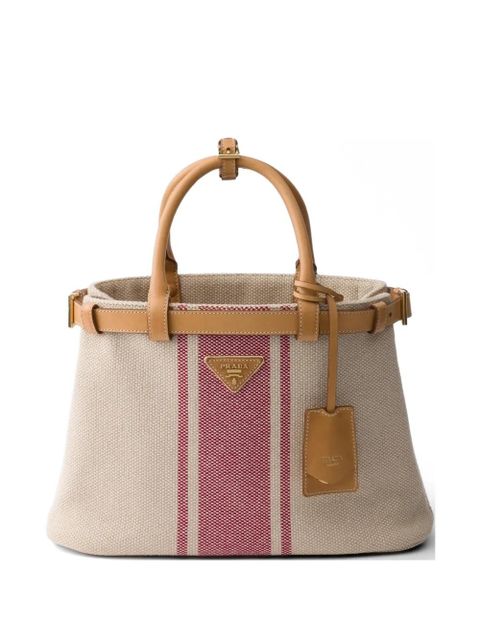 Prada Buckle medium canvas and leather handbag - Neutrals - zdjęcie produktu nr 1